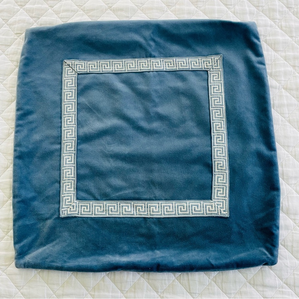 Custom 22 x 22" blue velvet pillowcases